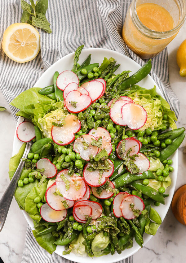 Asparagus and Pea Salad with mint and radishes