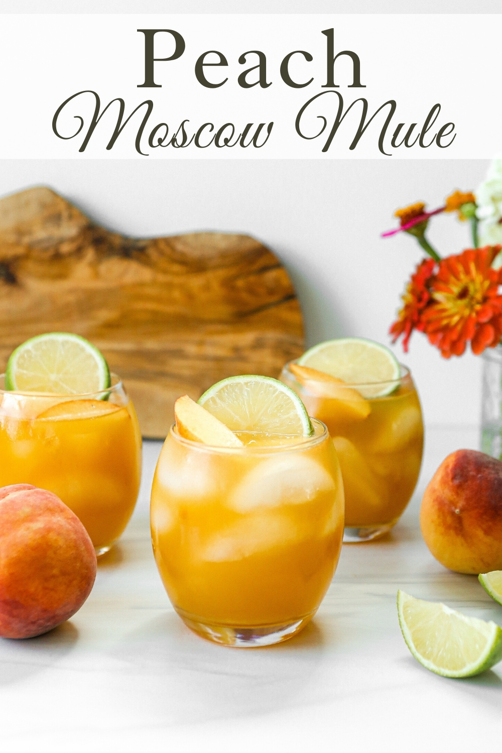Peach Moscow Mule with cinnamon simple syrup