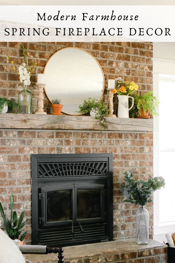 Modern farmhouse spring fireplace decor