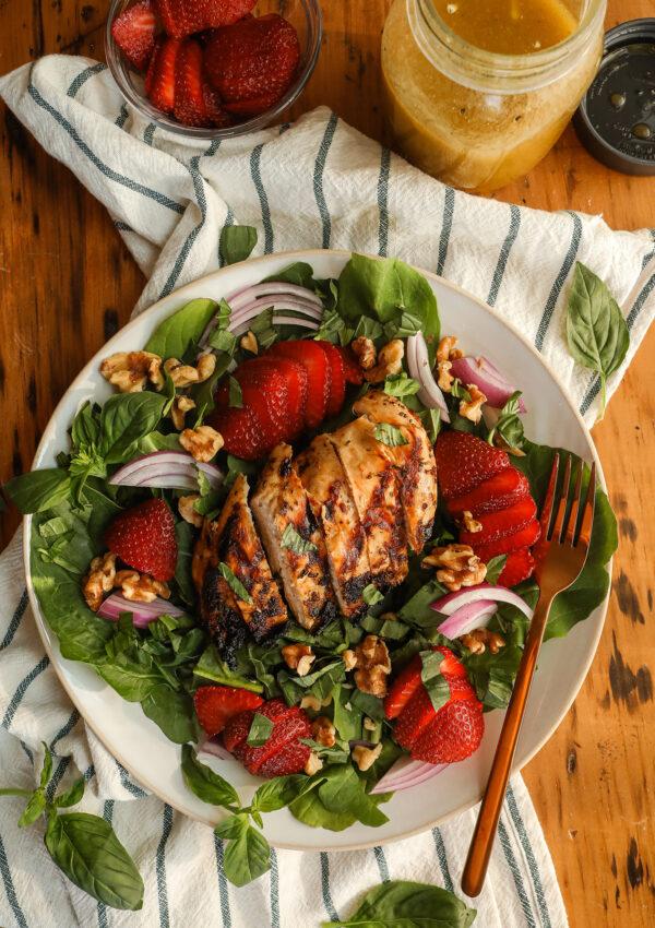 Strawberry Spinach Salad with Balsamic Chicken