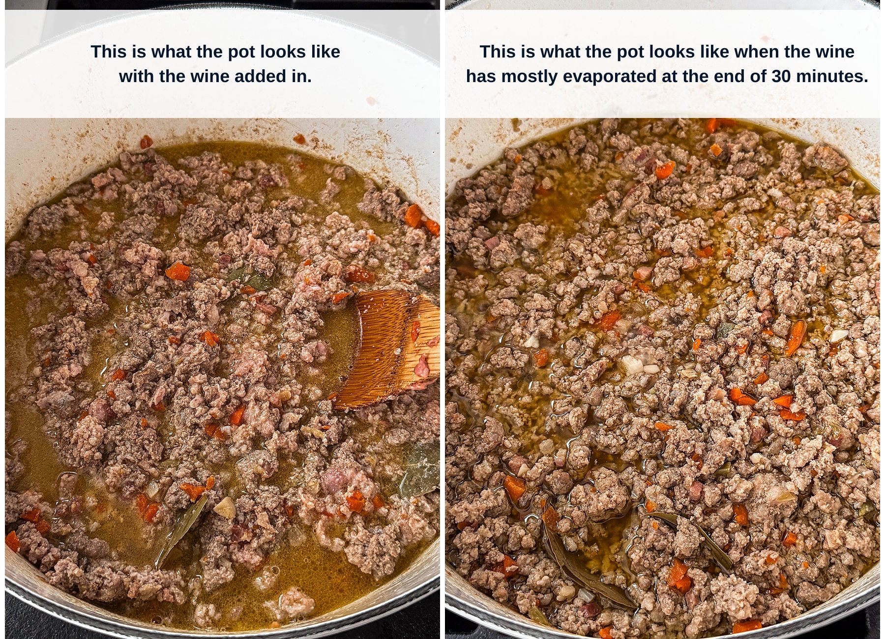 Process of cooking ragu beef - Sugar Maple Farmhouse