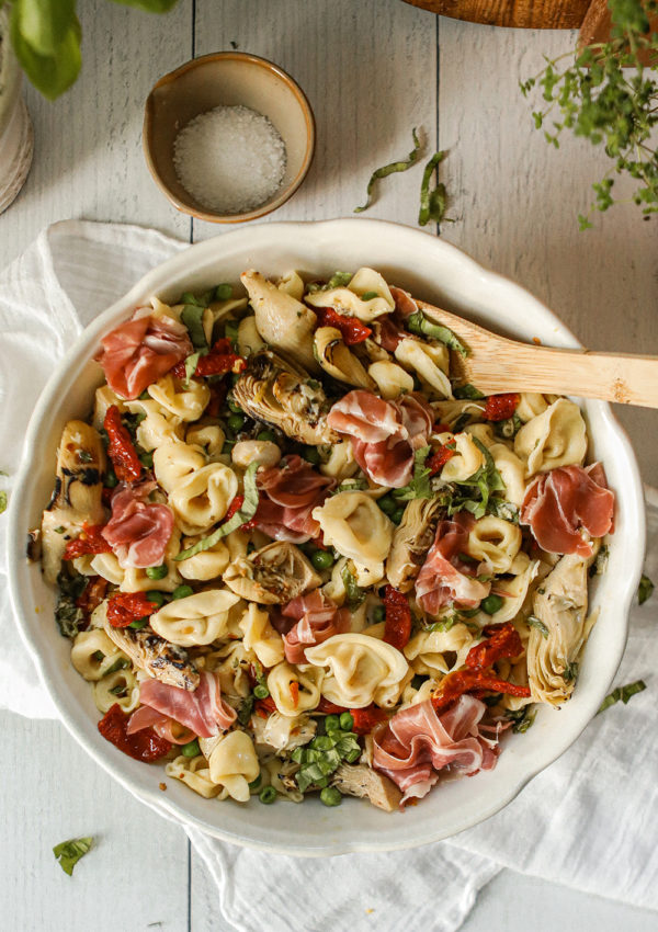 Tortellini Pasta Salad with sun-dried tomatoes and prosciutto