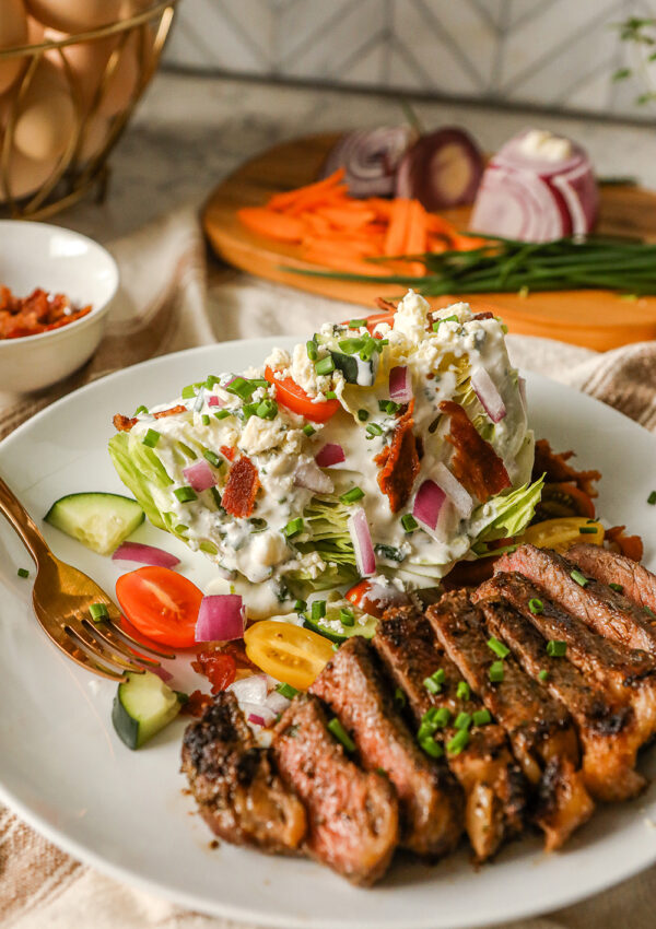 Wedge Salad Recipe with Buttermilk Dressing & Steak